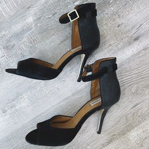 Steve Madden Black Stepout Ankle Strap Heels
